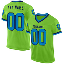 Charger l'image dans la galerie, Custom Neon Green Blue-Navy Mesh Authentic Throwback Football Jersey