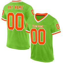 Laden Sie das Bild in den Galerie-Viewer, Custom Neon Green Orange-White Mesh Authentic Throwback Football Jersey