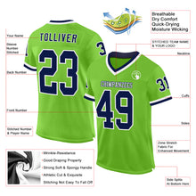 Laden Sie das Bild in den Galerie-Viewer, Custom Neon Green Navy-White Mesh Authentic Throwback Football Jersey