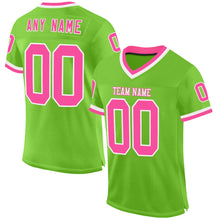 Load image into Gallery viewer, Custom Neon Green Pink-White Mesh Authentic Throwback Football Jersey
