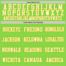 Laden Sie das Bild in den Galerie-Viewer, Custom Neon Green White-Gold Mesh Authentic Throwback Football Jersey