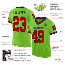 Charger l'image dans la galerie, Custom Neon Green Red-Navy Mesh Authentic Throwback Football Jersey