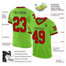Charger l'image dans la galerie, Custom Neon Green Red-Black Mesh Authentic Throwback Football Jersey