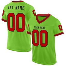 Charger l'image dans la galerie, Custom Neon Green Red-Black Mesh Authentic Throwback Football Jersey