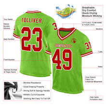 Charger l'image dans la galerie, Custom Neon Green Red-White Mesh Authentic Throwback Football Jersey