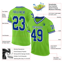 Charger l'image dans la galerie, Custom Neon Green Royal-White Mesh Authentic Throwback Football Jersey