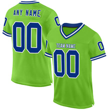 Charger l'image dans la galerie, Custom Neon Green Royal-White Mesh Authentic Throwback Football Jersey