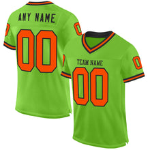 Laden Sie das Bild in den Galerie-Viewer, Custom Neon Green Orange-Black Mesh Authentic Throwback Football Jersey