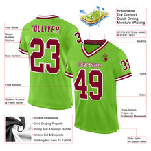 Laden Sie das Bild in den Galerie-Viewer, Custom Neon Green Maroon-White Mesh Authentic Throwback Football Jersey