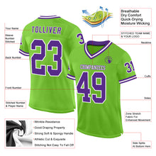 Charger l'image dans la galerie, Custom Neon Green Purple-White Mesh Authentic Throwback Football Jersey