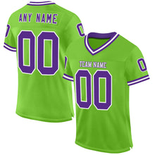 Charger l'image dans la galerie, Custom Neon Green Purple-White Mesh Authentic Throwback Football Jersey