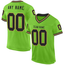 Загрузить изображение в средство просмотра галереи, Custom Neon Green Black-Old Gold Mesh Authentic Throwback Football Jersey
