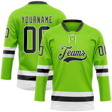 Charger l'image dans la galerie, Custom Neon Green Black-White Hockey Lace Neck Jersey