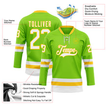 Load image into Gallery viewer, Custom Neon Green White-Yellow Hockey Lace Neck Jersey
