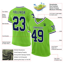 Charger l'image dans la galerie, Custom Neon Green Navy-White Mesh Authentic Throwback Football Jersey