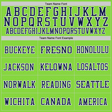 Charger l'image dans la galerie, Custom Neon Green Navy-White Mesh Authentic Throwback Football Jersey