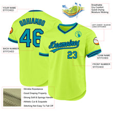 Charger l'image dans la galerie, Custom Neon Green Teal-Navy Authentic Throwback Baseball Jersey