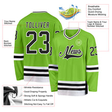 Load image into Gallery viewer, Custom Neon Green Black-White Hockey Jersey