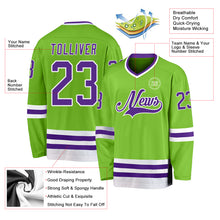 Загрузить изображение в средство просмотра галереи, Custom Neon Green Purple-White Hockey Jersey