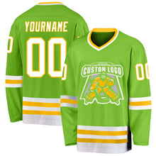 Charger l'image dans la galerie, Custom Neon Green White-Gold Hockey Jersey