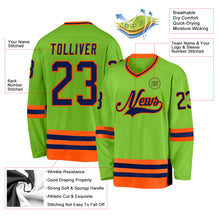 Charger l'image dans la galerie, Custom Neon Green Navy-Orange Hockey Jersey
