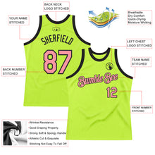 Загрузить изображение в средство просмотра галереи, Custom Neon Green Medium Pink-Black Authentic Throwback Basketball Jersey