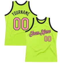 Загрузить изображение в средство просмотра галереи, Custom Neon Green Medium Pink-Black Authentic Throwback Basketball Jersey
