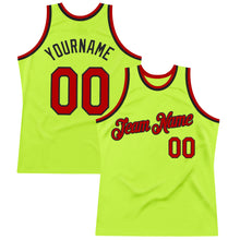 Загрузить изображение в средство просмотра галереи, Custom Neon Green Red-Black Authentic Throwback Basketball Jersey