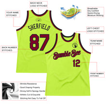 Загрузить изображение в средство просмотра галереи, Custom Neon Green Maroon-Black Authentic Throwback Basketball Jersey