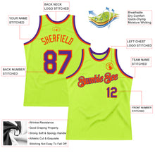Загрузить изображение в средство просмотра галереи, Custom Neon Green Purple-Orange Authentic Throwback Basketball Jersey
