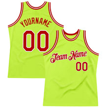 Загрузить изображение в средство просмотра галереи, Custom Neon Green Red-White Authentic Throwback Basketball Jersey