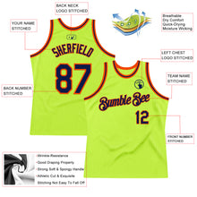 Загрузить изображение в средство просмотра галереи, Custom Neon Green Navy-Orange Authentic Throwback Basketball Jersey