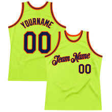 Загрузить изображение в средство просмотра галереи, Custom Neon Green Navy-Orange Authentic Throwback Basketball Jersey