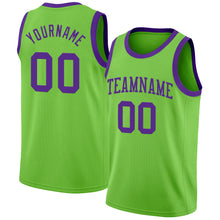 Load image into Gallery viewer, Custom Neon Green Purple Authentic Basketball Jersey