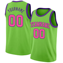 Laden Sie das Bild in den Galerie-Viewer, Custom Neon Green Pink-Purple Authentic Basketball Jersey