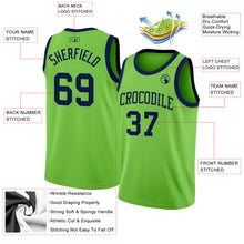 Charger l'image dans la galerie, Custom Neon Green Navy Authentic Basketball Jersey