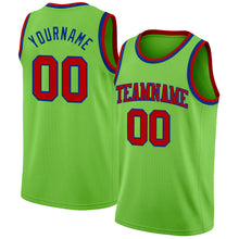 Load image into Gallery viewer, Custom Neon Green Red-Royal Authentic Basketball Jersey
