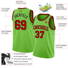 Load image into Gallery viewer, Custom Neon Green Red-Black Authentic Basketball Jersey