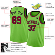 Charger l'image dans la galerie, Custom Neon Green Maroon-Black Authentic Basketball Jersey