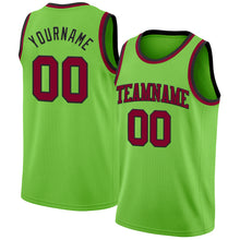 Charger l'image dans la galerie, Custom Neon Green Maroon-Black Authentic Basketball Jersey