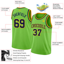 Charger l'image dans la galerie, Custom Neon Green Navy-Gold Authentic Basketball Jersey