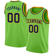 Charger l'image dans la galerie, Custom Neon Green Navy-Gold Authentic Basketball Jersey