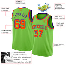 Load image into Gallery viewer, Custom Neon Green Orange-Purple Authentic Basketball Jersey