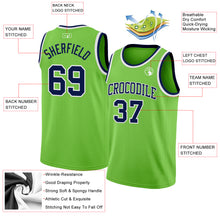 Charger l'image dans la galerie, Custom Neon Green Navy-White Authentic Basketball Jersey
