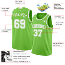 Load image into Gallery viewer, Custom Neon Green White Authentic Basketball Jersey
