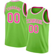 Laden Sie das Bild in den Galerie-Viewer, Custom Neon Green Pink-White Authentic Basketball Jersey