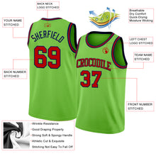 Load image into Gallery viewer, Custom Neon Green Red-Navy Authentic Basketball Jersey