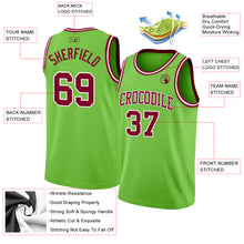 Charger l'image dans la galerie, Custom Neon Green Maroon-White Authentic Basketball Jersey