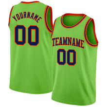 Charger l'image dans la galerie, Custom Neon Green Navy-Orange Authentic Basketball Jersey