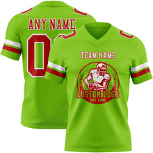 Load image into Gallery viewer, Custom Neon Green Red-White Authentic Football Jersey